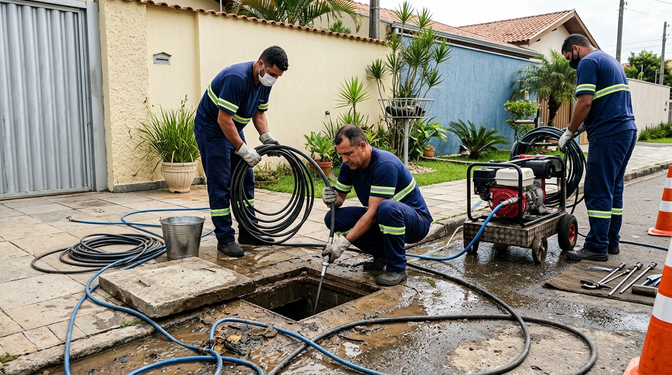 Desentupimento de esgoto residencial em São Gonçalo-RJ