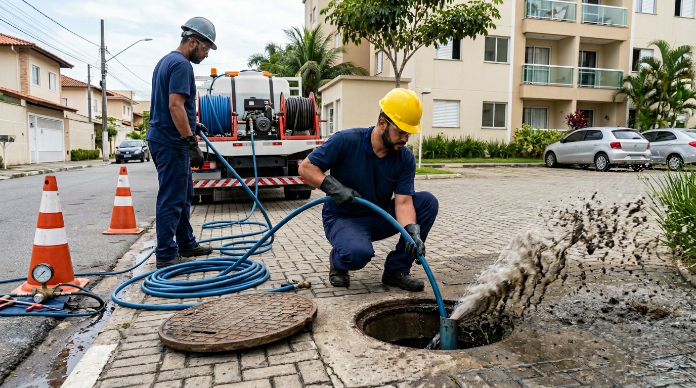 Equipe de hidrojateamento em São Gonçalo-RJ