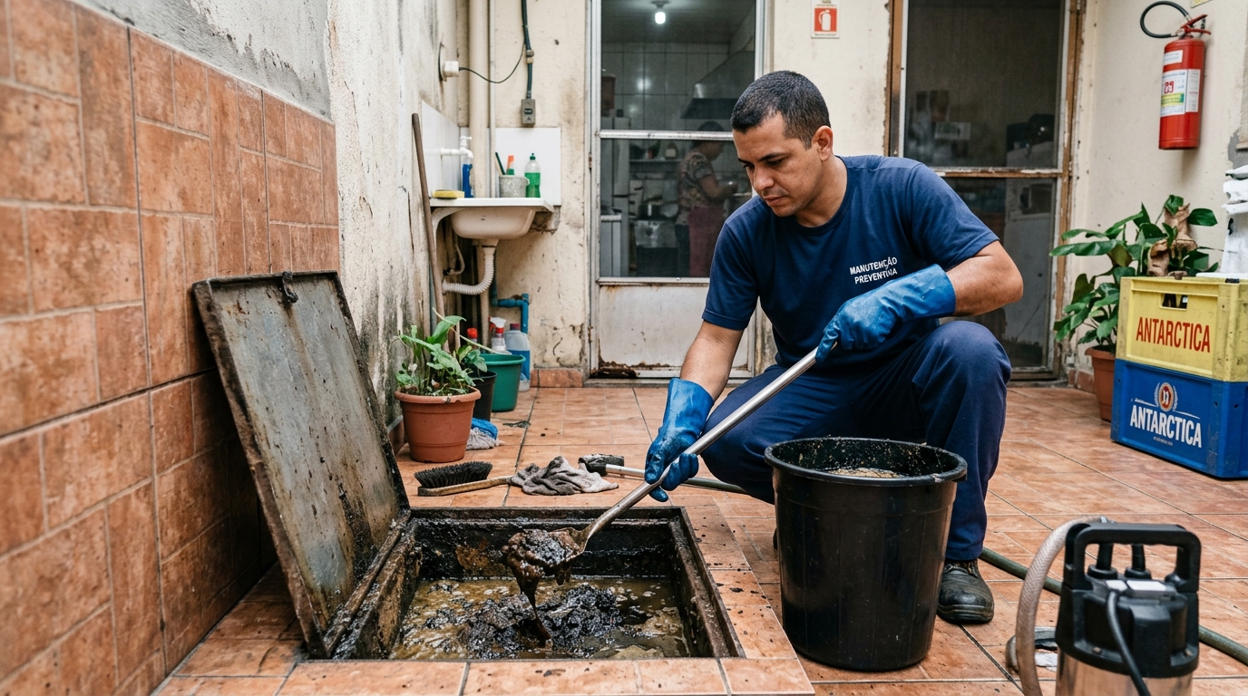 Equipe de limpeza de caixa de gordura em São Gonçalo-RJ